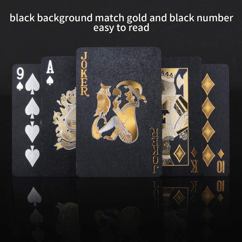 Joyoldelf Cool Black Playing Cards, Waterproof Poker With Dollar Pattern, Great For Magic & Party