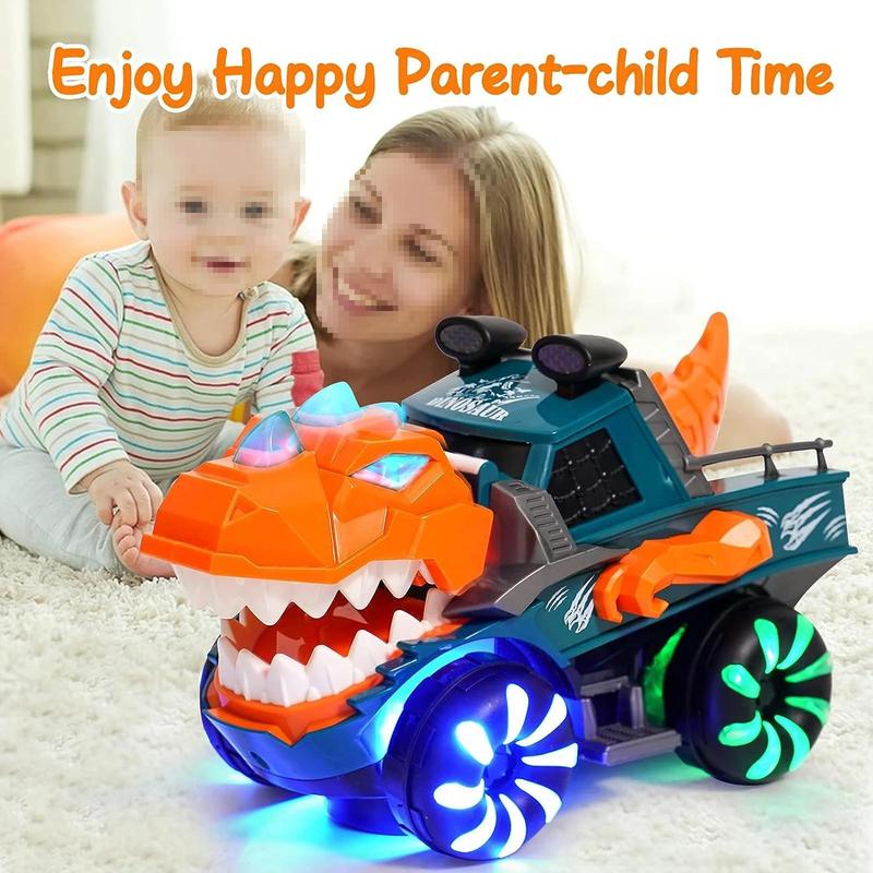 Super Cool Dinosaur Car Toy Monster Truck with Flashing Lights Music Roaring Sound,  Unique Dinosaur Car Toys Gift for 3 4 5 6 7 Year Old Boys