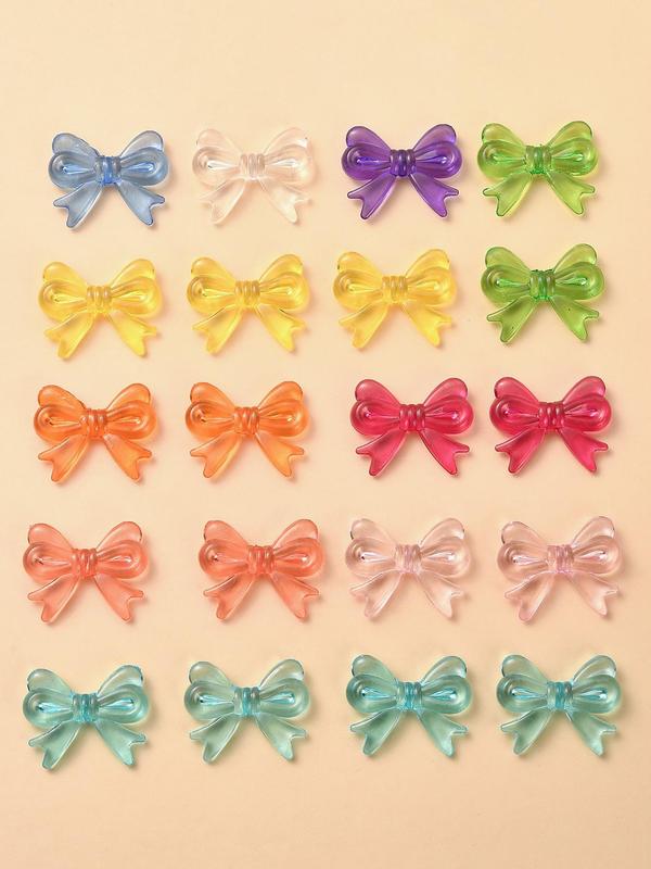 Random Color Bow Decor Beads (20pcs bag), DIY Jewelry Making Supplies for Bracelet & Necklace, Fashion Accessories for Women & Girls