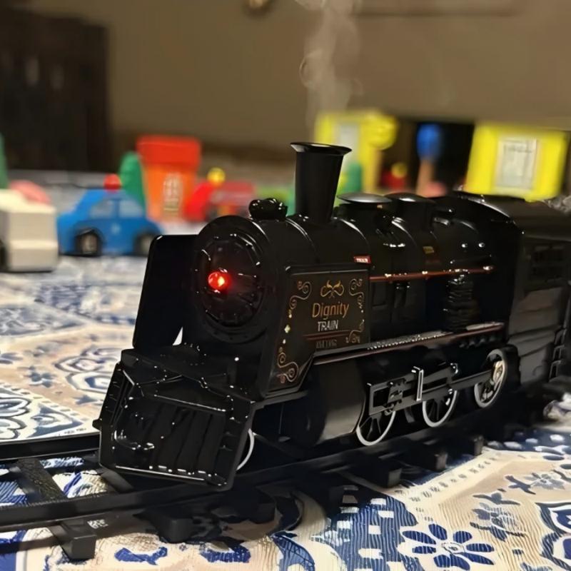 Simulation Alloy Train, Electric Train Track Set, Black Vintage Electric Steam Train, Suitable for Christmas Halloween Thanksgiving Gift