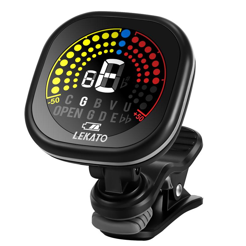 LEKATO Guitar Tuner Rechargeable, Tuner Clip On for Guitar, Bass, Ukulele,Violin & Chromatic Tuning Modes, Fast Accuratie Tuning, Super Bright Display to Read, for Professional Beginners