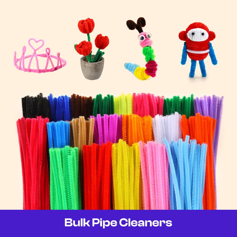 1000 PCS 20 Colors Pipe Cleaners DIY Chenille Stems Bulk for Kids Art and Crafts Projects and Decorations(6 mm x 12 inch)