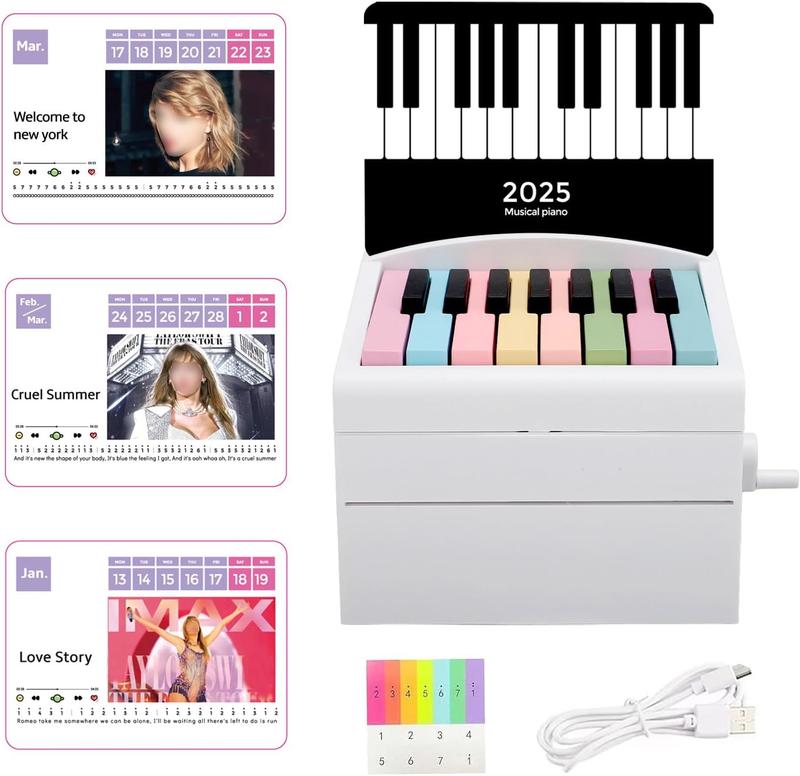 [BLACK FRIDAY]  Piano Calendar 2025 with Music Lyrics Mini Piano with 52 Sheet Music, 28 Cards, Christmas Advent Calendar for Fans, Family Gift