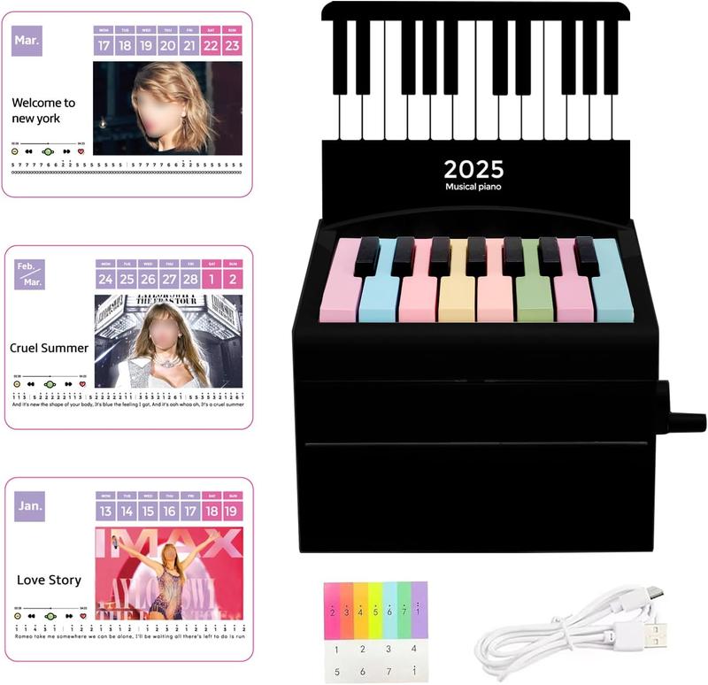 [BLACK FRIDAY]  Piano Calendar 2025 with Music Lyrics Mini Piano with 52 Sheet Music, 28 Cards, Christmas Advent Calendar for Fans, Family Gift