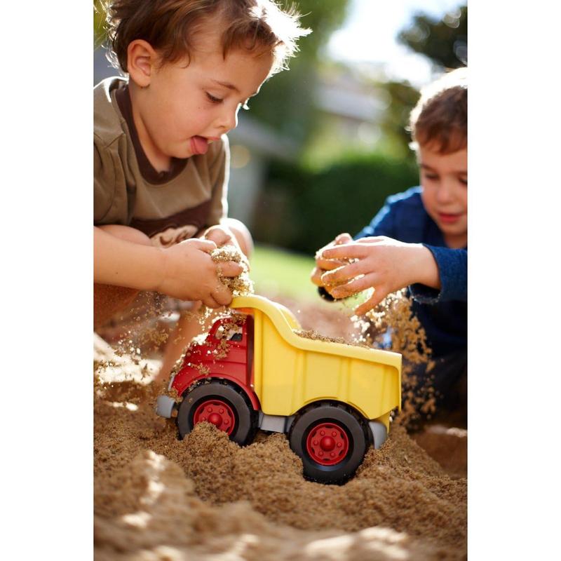 Dump Truck in Yellow and Red - BPA Free, Phthalates Free Toys for Gross Fine Motor Skill Development. Pretend Play , Red Yellow