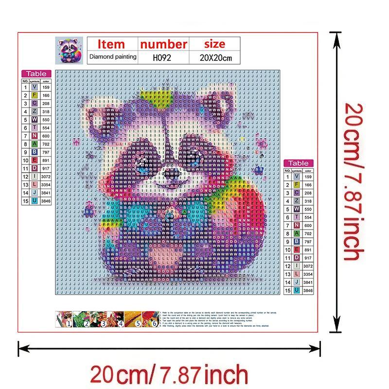 Cute Raccoon Pattern DIY Diamond Arts Colorful Painting without Frame, DIY 5D Painting Kit, Wall Art Decor for Home Living Room Bedroom