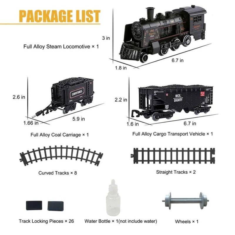 Simulation Alloy Train, Electric Train Track Set, Black Vintage Electric Steam Train, Suitable for Christmas Halloween Thanksgiving Gift