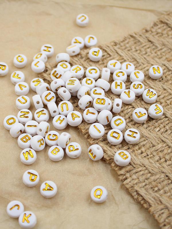 Letter Print Beads Kit, Fashionable Beads Set for Necklace & Bracelet Making, DIY Jewelry Making Supplies for Women & Girls