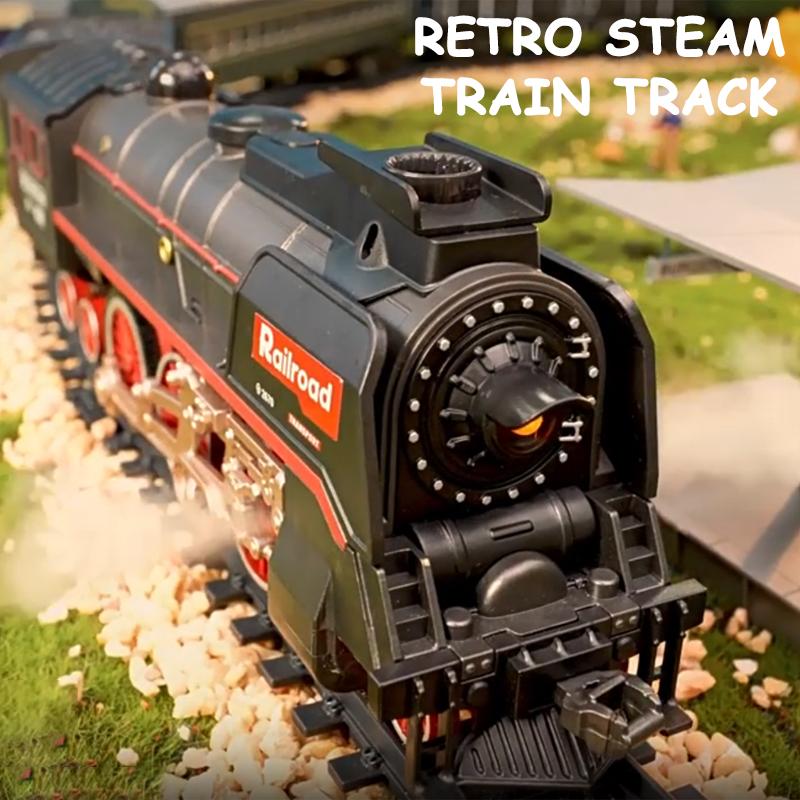 Simulation Alloy Train, Electric Train Track Set, Black Vintage Electric Steam Train, Suitable for Christmas Halloween Thanksgiving Gift