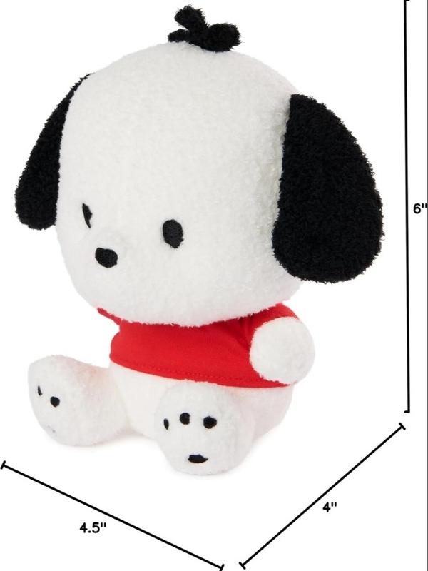 GUND Sanrio Pochacco Plush, Puppy Stuffed Animal for Ages 1 and Up, White Red, 6”