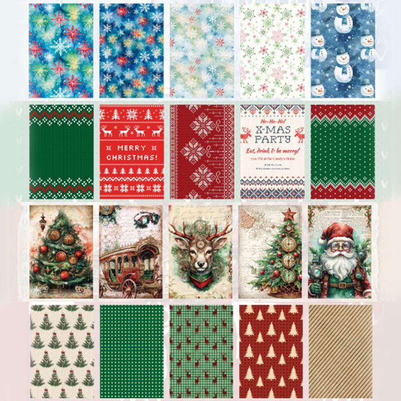 Vintage Christmas Themed Paper (28pcs bag), Scrapbooking & Journal Making Material Paper, DIY Decorative Paper for Scrapbooking & Journal Making