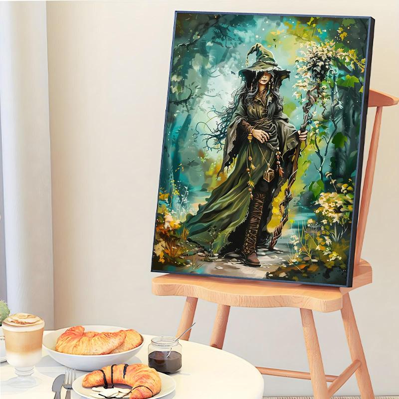 Witch Pattern Painting By Numbers Kit, 1 Set DIY Paint By Numbers Kit without Frame, Wall Art Decoration for Living Room Bedroom