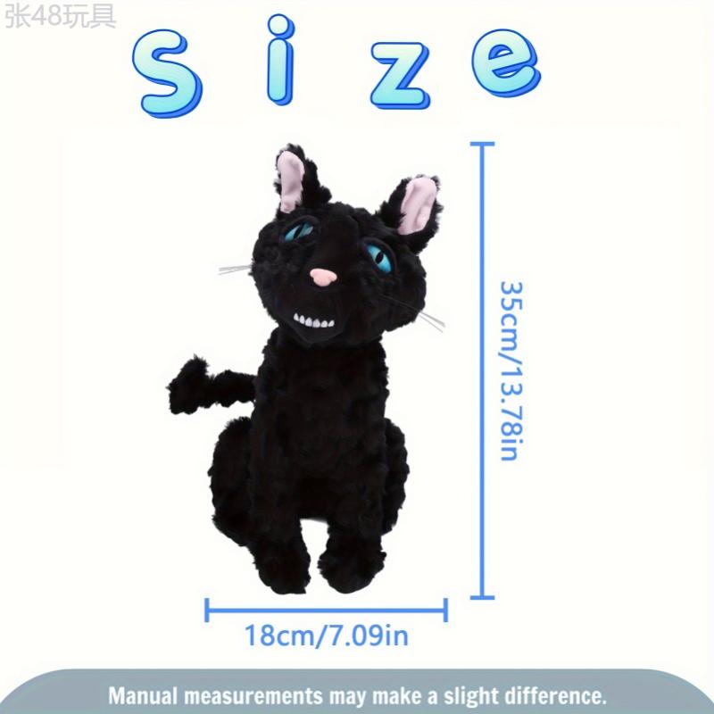 35cm 13.78in Kawaii Coraline Cat Plush Toy Hot Movie Coraline 2 Figure Black Cat Stuffed Animal Furry Black Cat Stuffed Toys Perfect Gifts for Friends or Fans Halloween