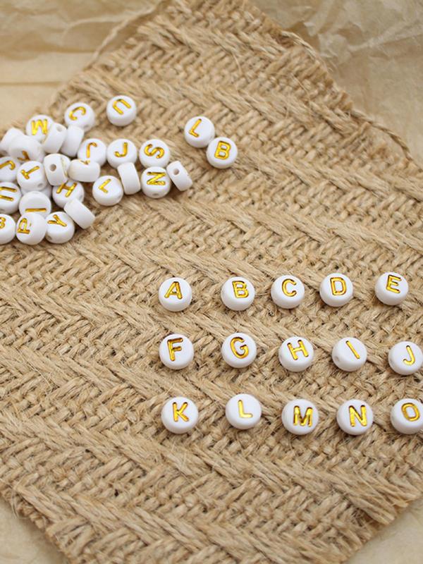 Letter Print Beads Kit, Fashionable Beads Set for Necklace & Bracelet Making, DIY Jewelry Making Supplies for Women & Girls