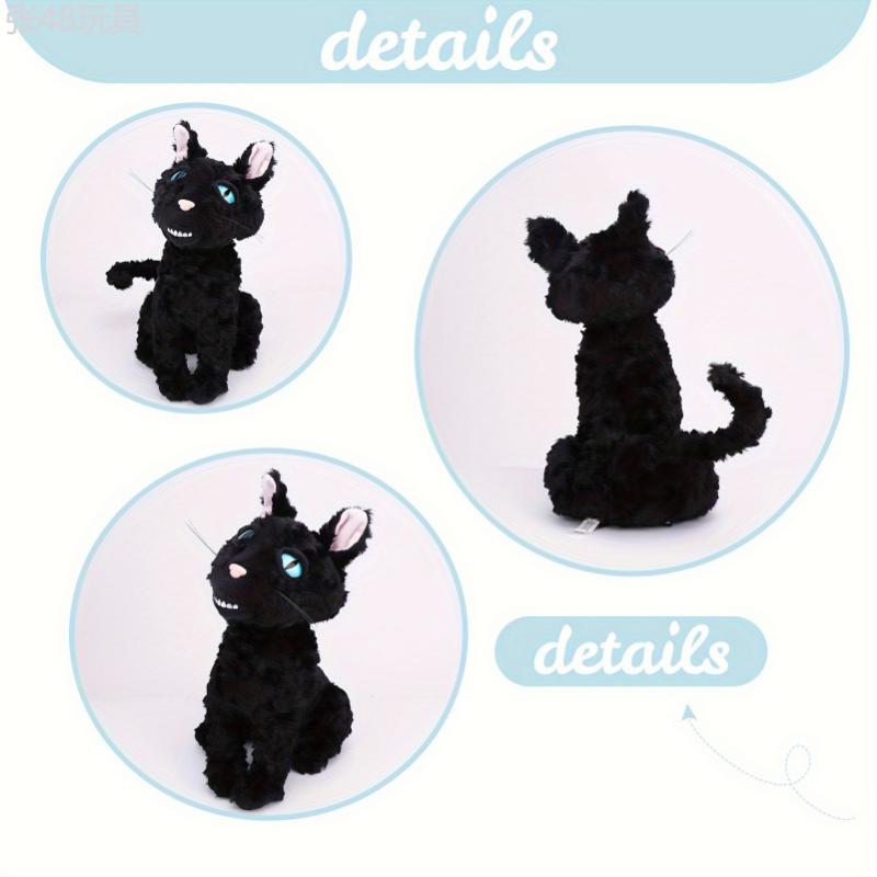 35cm 13.78in Kawaii Coraline Cat Plush Toy Hot Movie Coraline 2 Figure Black Cat Stuffed Animal Furry Black Cat Stuffed Toys Perfect Gifts for Friends or Fans Halloween