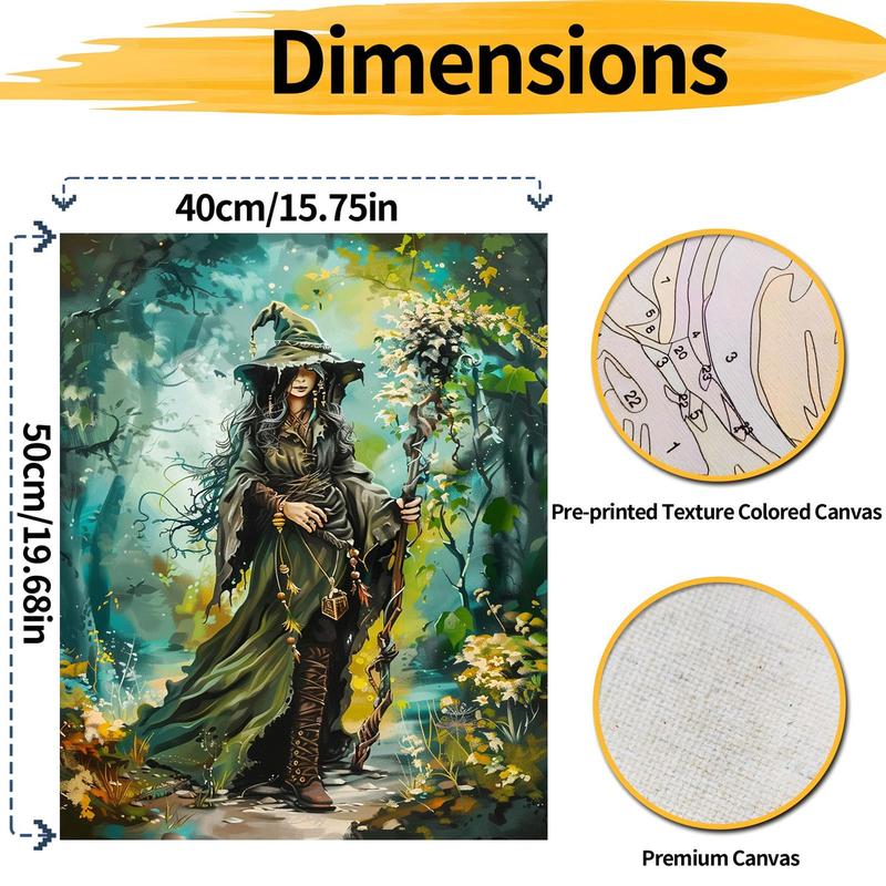 Witch Pattern Painting By Numbers Kit, 1 Set DIY Paint By Numbers Kit without Frame, Wall Art Decoration for Living Room Bedroom