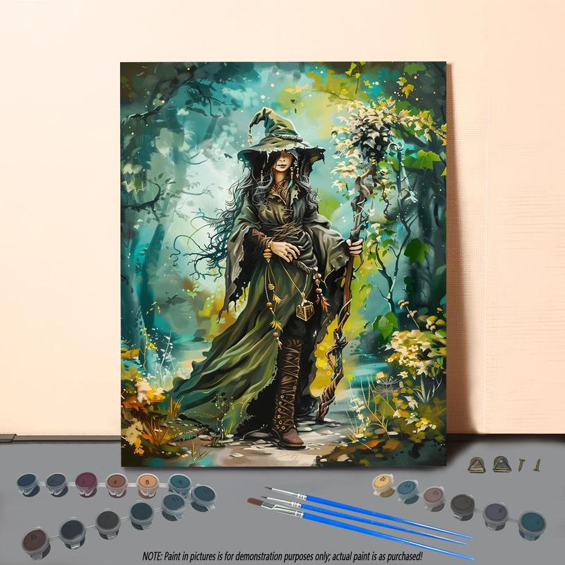 Witch Pattern Painting By Numbers Kit, 1 Set DIY Paint By Numbers Kit without Frame, Wall Art Decoration for Living Room Bedroom