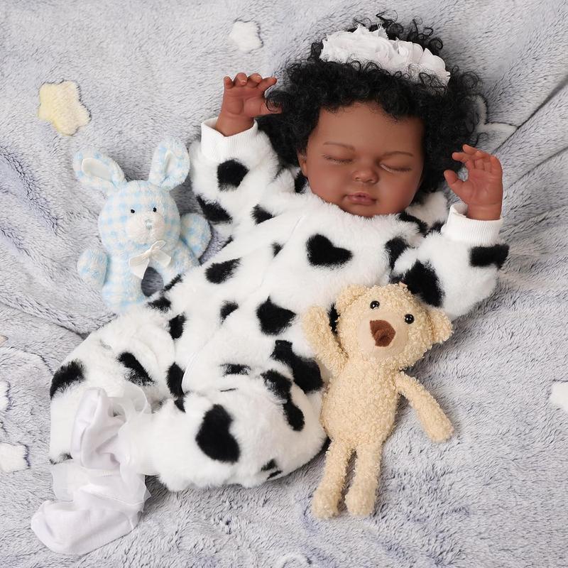 BABESIDE Lifelike Reborn Baby Dolls Black Girl - 18 Inch Soft Feeling Realistic-Newborn Baby Dolls Cute Real Life Baby Dolls with Gift Box for Kids Age 3+