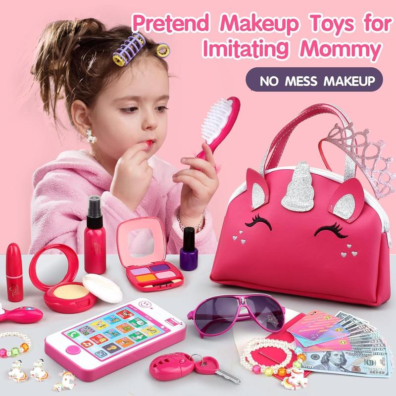 CHRISTMAS GIFT Girl Gifts Unicorn Pretend Makeup for Little Girls, Play Makeup for Kids 3-5, Fake Makeup Set Toys for 3 4 5 6 7 Year Old Girls, Toddler Makeup Kit with Fake Make up Toys Birthday Gifts