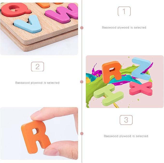 Wooden Jigsaw Puzzles for Kids, 3-Pack Kids Letter Shape Puzzles 3-Piece Wooden Kids Puzzles Wooden Letter Number Shape Puzzles Puzzle Toys for Boys and Girls