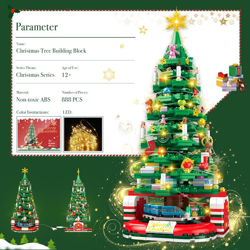 TOKMOC,66056,Classic rotatable Christmas Tree Building Block Set,Surprise Christmas Architecture Building Block,Christmas Gift and Home Decoration,For aged 12 and above,888 Pieces