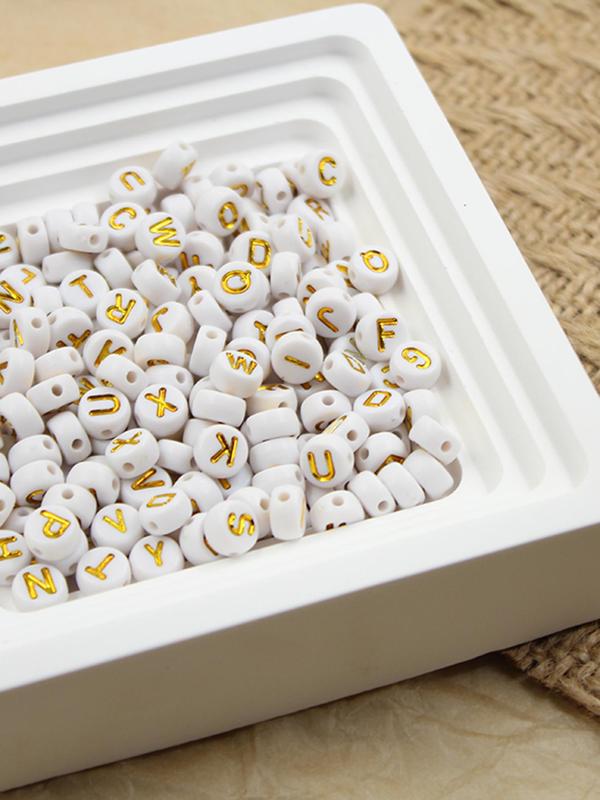 Letter Print Beads Kit, Fashionable Beads Set for Necklace & Bracelet Making, DIY Jewelry Making Supplies for Women & Girls