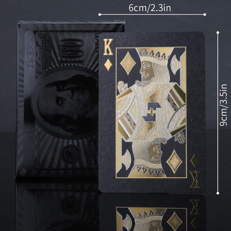 Joyoldelf Cool Black Playing Cards, Waterproof Poker With Dollar Pattern, Great For Magic & Party