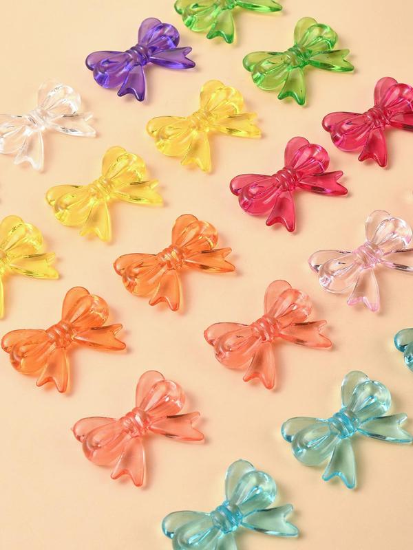 Random Color Bow Decor Beads (20pcs bag), DIY Jewelry Making Supplies for Bracelet & Necklace, Fashion Accessories for Women & Girls