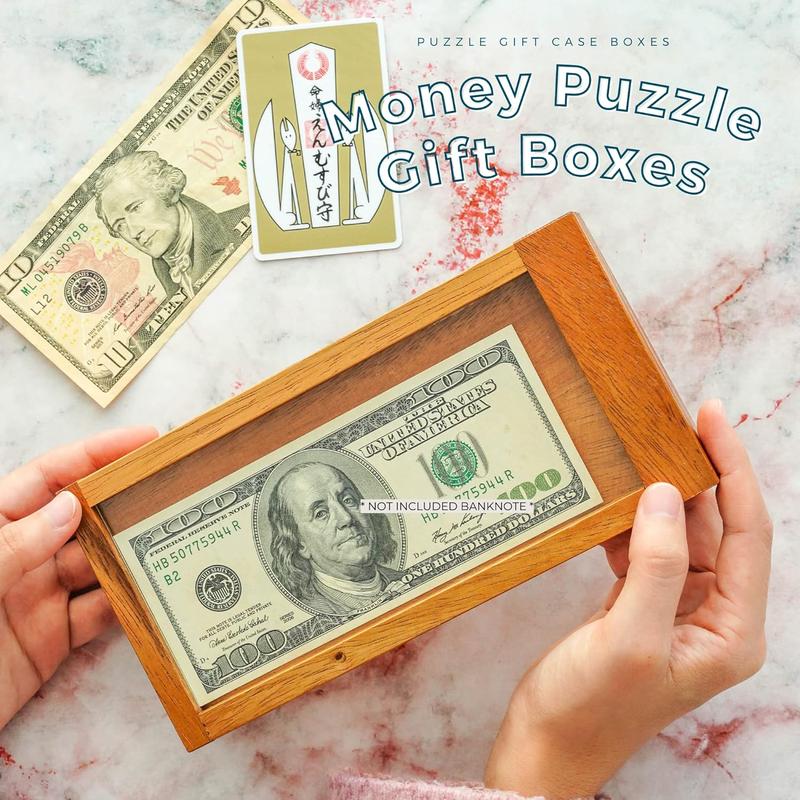 ATM Puzzle Box for Adults- Secret Box Brain Teaser Wooden Puzzle Boxes with Hidden Compartments. Ideal Mystery Box, Money Box, Jewelry Box, 3D Puzzle Lock Box, Gift Card, and Money Puzzle Box