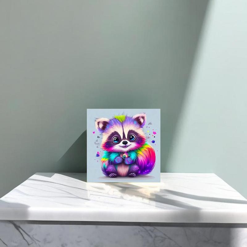 Cute Raccoon Pattern DIY Diamond Arts Colorful Painting without Frame, DIY 5D Painting Kit, Wall Art Decor for Home Living Room Bedroom