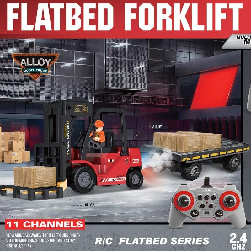 Remote Control forklifts,RC Crane Trucks Electric Forklift rc Engineering Toys car Rechargeable Battery,rc car with Spraying and Lights and Sound