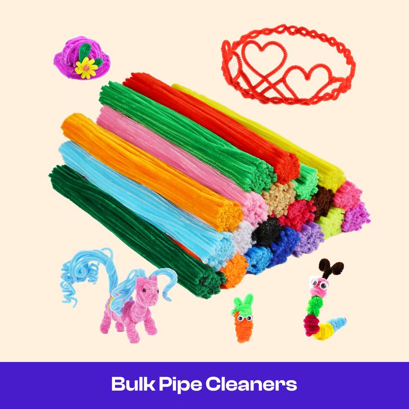 1000 PCS 20 Colors Pipe Cleaners DIY Chenille Stems Bulk for Kids Art and Crafts Projects and Decorations(6 mm x 12 inch)