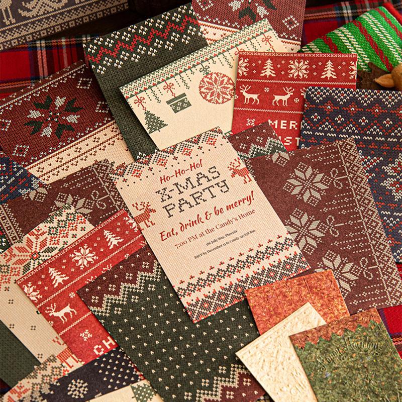 Vintage Christmas Themed Paper (28pcs bag), Scrapbooking & Journal Making Material Paper, DIY Decorative Paper for Scrapbooking & Journal Making