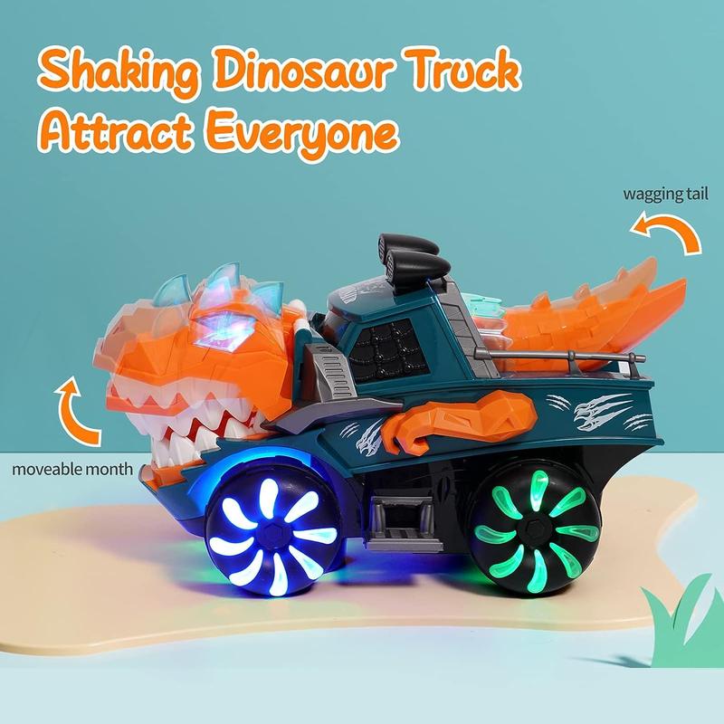 Super Cool Dinosaur Car Toy Monster Truck with Flashing Lights Music Roaring Sound,  Unique Dinosaur Car Toys Gift for 3 4 5 6 7 Year Old Boys