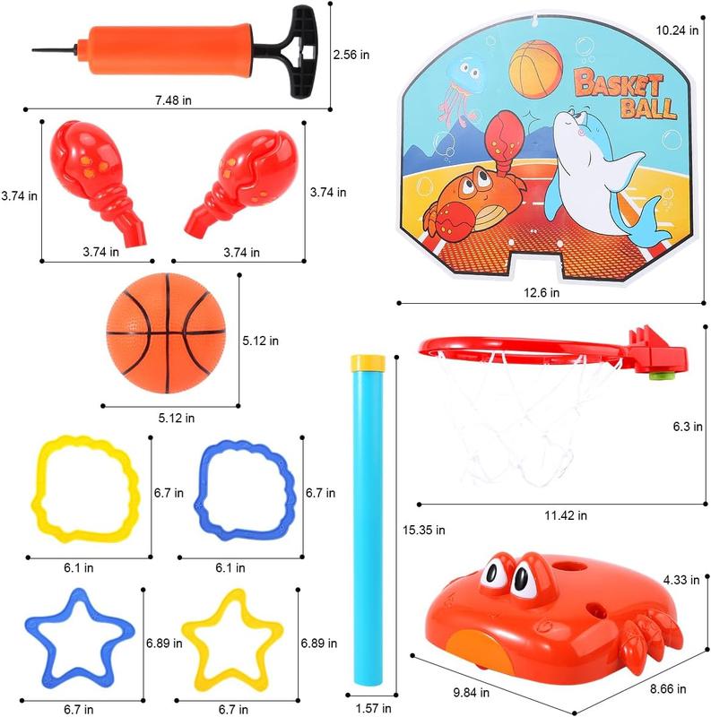 Toddler Basketball Hoop, 2 in 1 Sports Toy Set for Kids, Ring Toss Game with Music Sound, Baby Basketball Hoop for Indoor Play