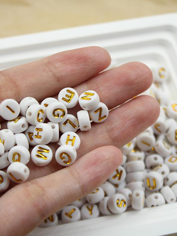 Letter Print Beads Kit, Fashionable Beads Set for Necklace & Bracelet Making, DIY Jewelry Making Supplies for Women & Girls