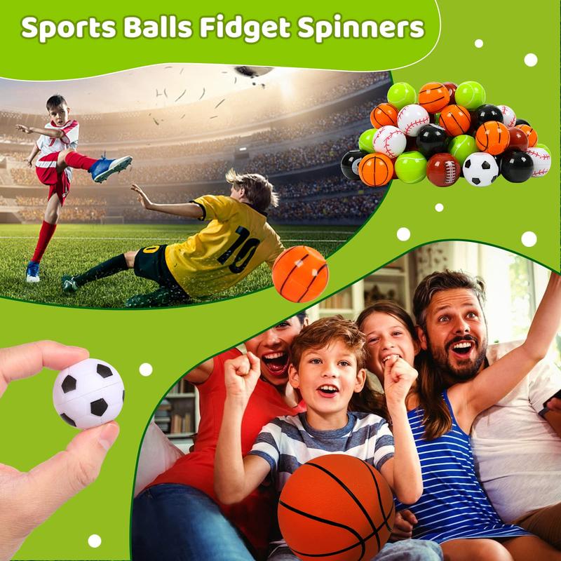 SCIONE Sports Balls Fidget Spinners 24 Pack Sports Party Favors for Kids 4-8 8-12 Goodie Bag Stuffers for Classroom Exchange Fidget Toys Carnival Prizes Birthday Return Gifts Valentine Party Favors