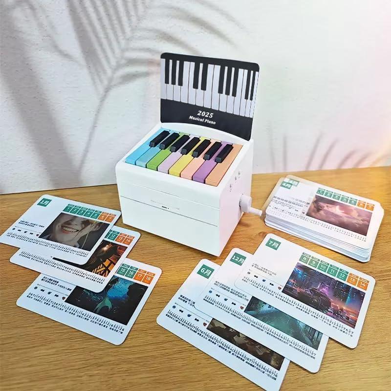 [BLACK FRIDAY]  Piano Calendar 2025 with Music Lyrics Mini Piano with 52 Sheet Music, 28 Cards, Christmas Advent Calendar for Fans, Family Gift