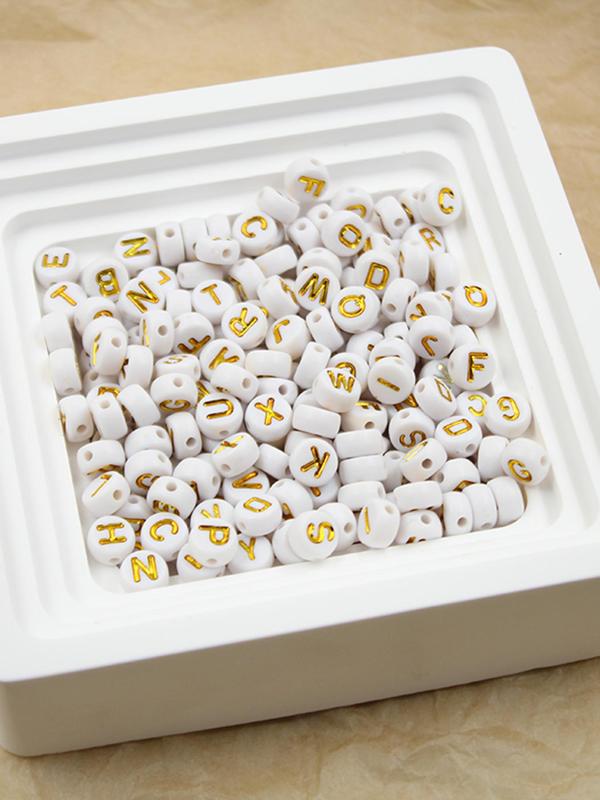 Letter Print Beads Kit, Fashionable Beads Set for Necklace & Bracelet Making, DIY Jewelry Making Supplies for Women & Girls