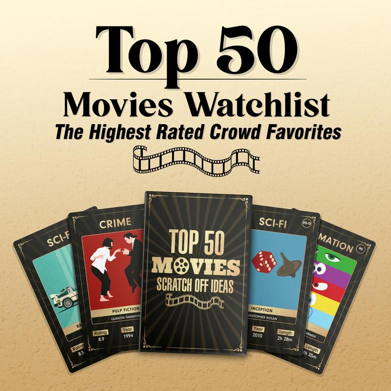 LOVEVIBE: Movie Night Ideas - 50 Movie Night Scratch Off Cards with Decision Coin - Couples Gift Ideas