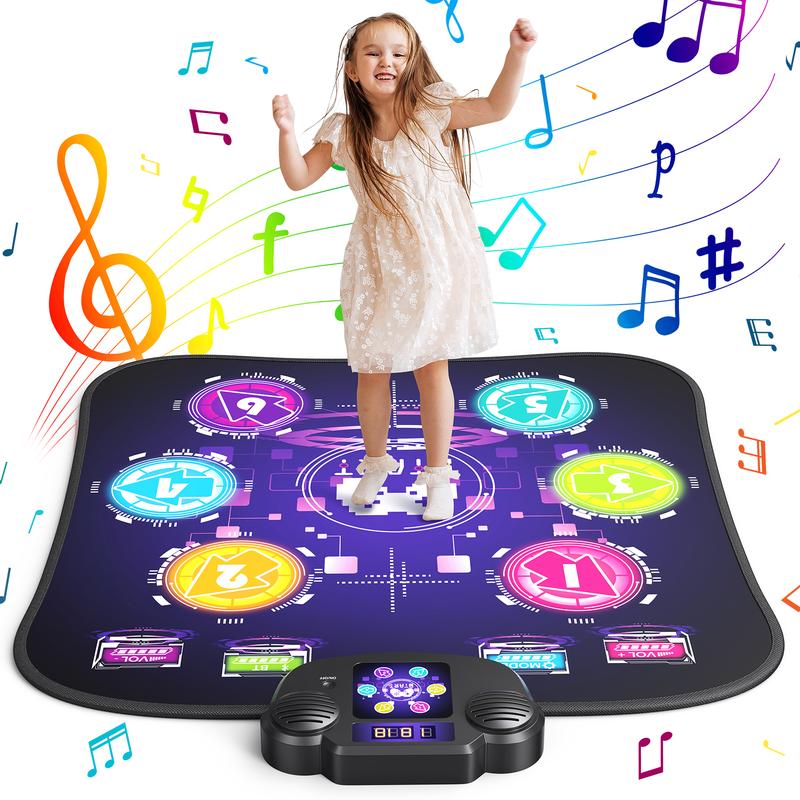 MERACH Dance Mat Bluetooth Electronic Dance Pad with Light-up 6-Button 8-Button Built-in Music Dance Game Toy Gift for Kids Girls Boys 3-12 Years Old