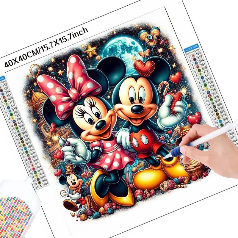 Disney Mickey & Minnie Pattern DIY Diamond Arts Colorful Painting Kit without Frame, DIY 5D Diamond Arts Painting Kit, Wall Art Decor for Home Bedroom