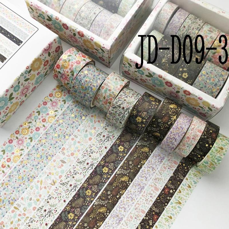 Washi Tape Set, 10 Rolls box Gold Foil Washi Tape, DIY Decorative Tape for Scrapbooking, Journaling, Gift Wrapping, Greeting Cards