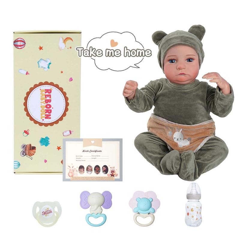 BABESIDE Lifelike Reborn Baby Doll Aiden - 20 Inch Handmade Real Life Realistic Newborn Soft Cloth Body Anatomically Correct Baby Boy with Toy Accessories Gift Set for Ages 3+