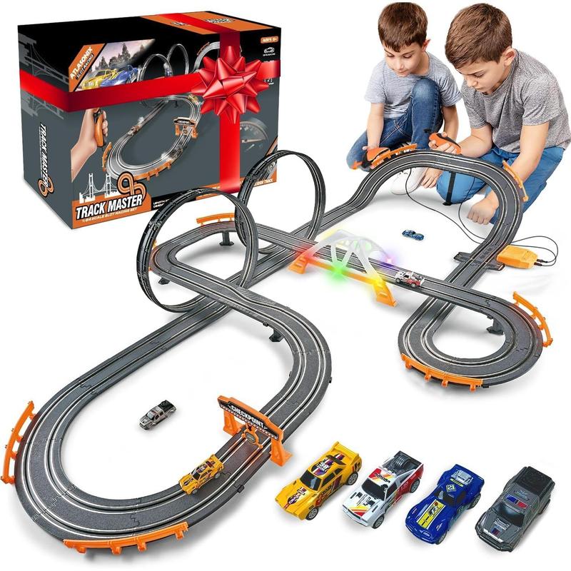 Slot Car Racing Set - Dual High-Speed Track with Lap Counter - Christmas & Birthday Gift for Boys Ages 5-12 - Circular Overpass & Loop - Fun Race Track Game for Kids