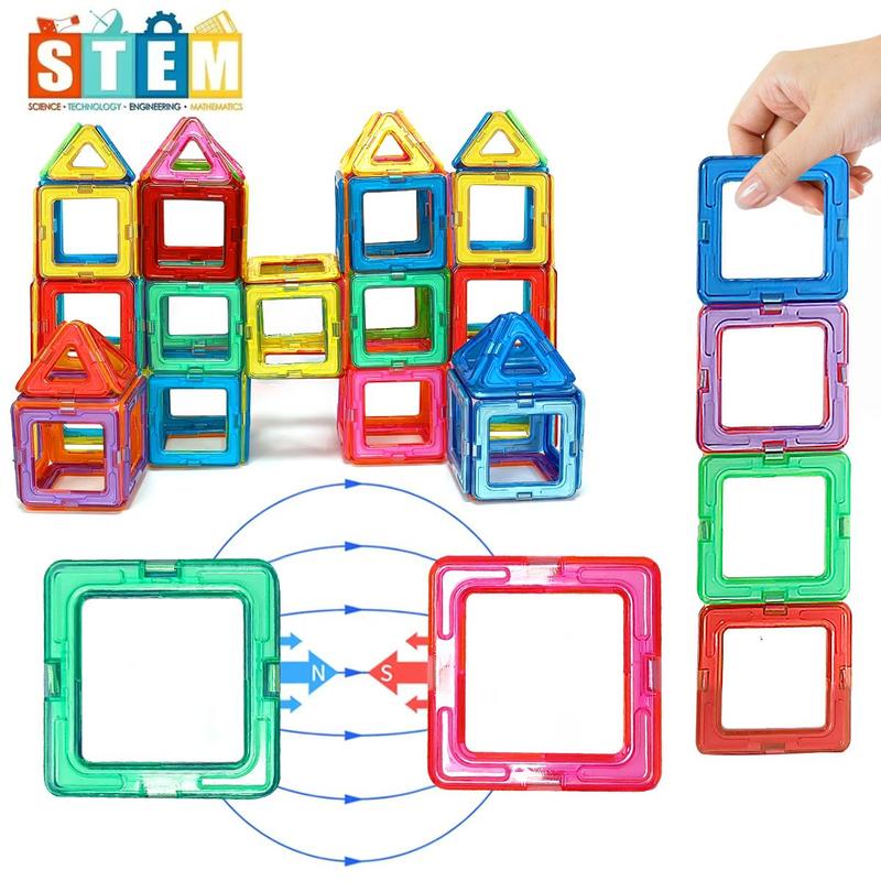 Magnetic Building Blocks Set, 32pcs 56pcs 84pcs set Educational Stem Toys, Birthday Gift Toys for 3+ Year Old Boys and Girls, Christmas Gift