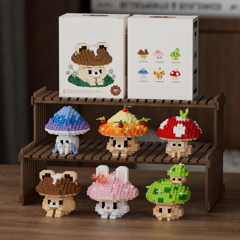 New Building Block Small Mushroom Series Table Ornaments Decorate Christmas Halloween Gifts