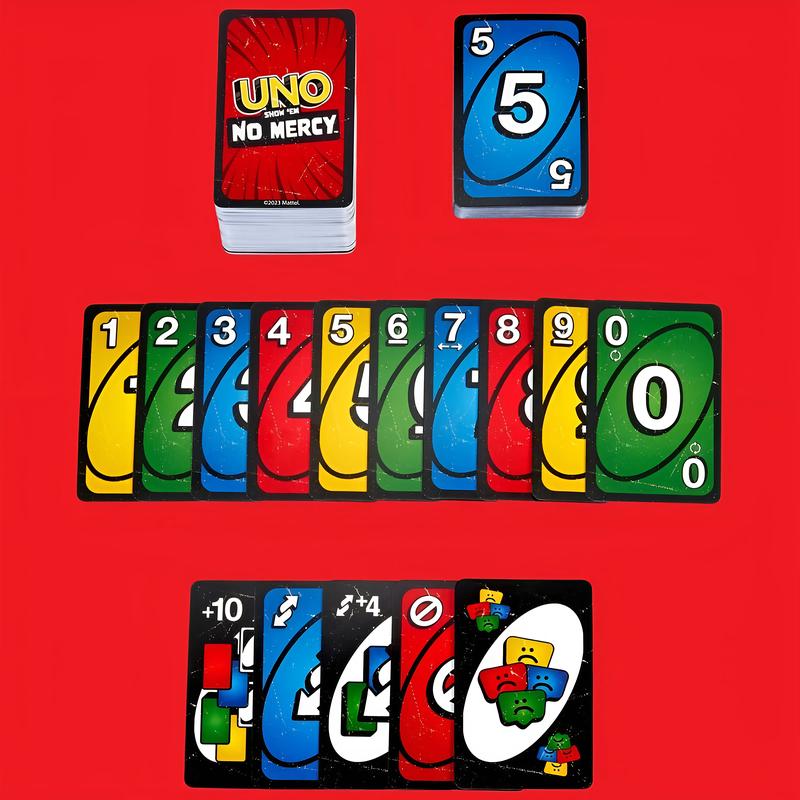 UNO NO MERCY PLUS 210 card game upgrade for adults and kids, UNO +100 difficult rules, UNO card game TOP BOARD GAME