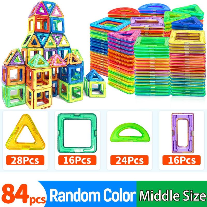 Magnetic Building Blocks Set, 32pcs 56pcs 84pcs set Educational Stem Toys, Birthday Gift Toys for 3+ Year Old Boys and Girls, Christmas Gift