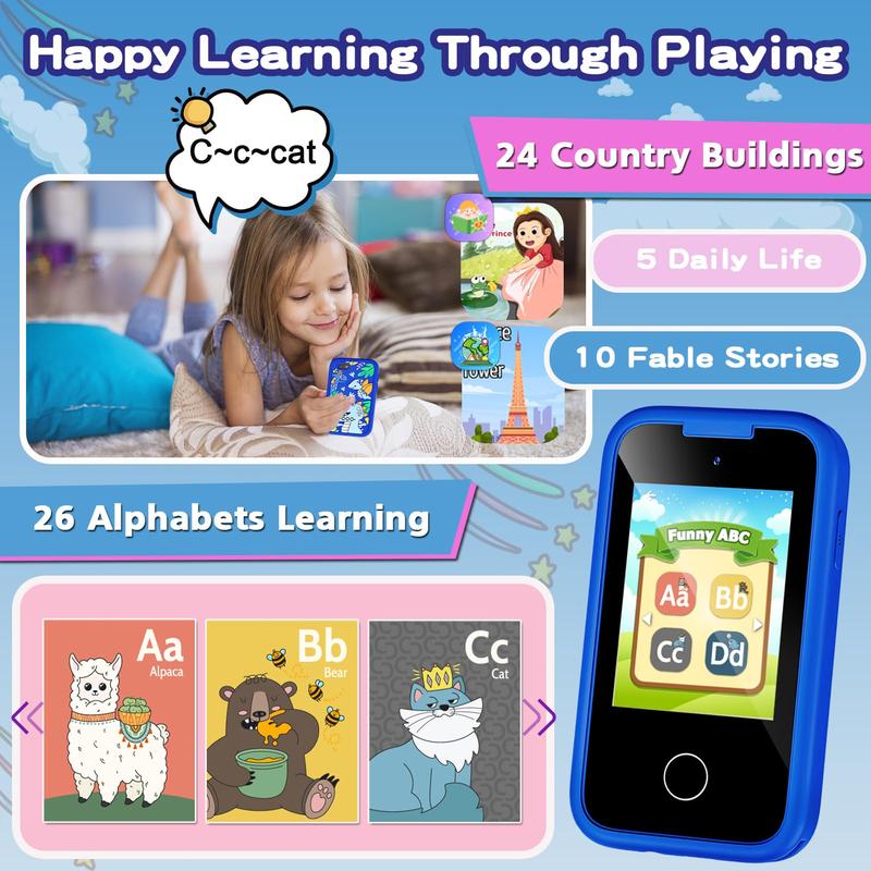 Kids Smart Phone for Girls - Educational Toy Cell Phone for Ages 3-10, Dual Camera, Games, Music Player - Perfect Christmas and Birthday Gift